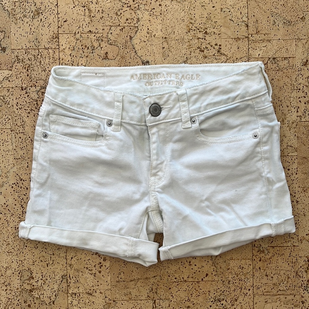 American Eagle Outfitters White Jean Stretch Shorts